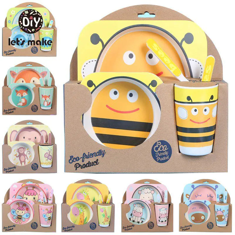 Eco-Friendly Bamboo Fiber Kids Dinnerware Set