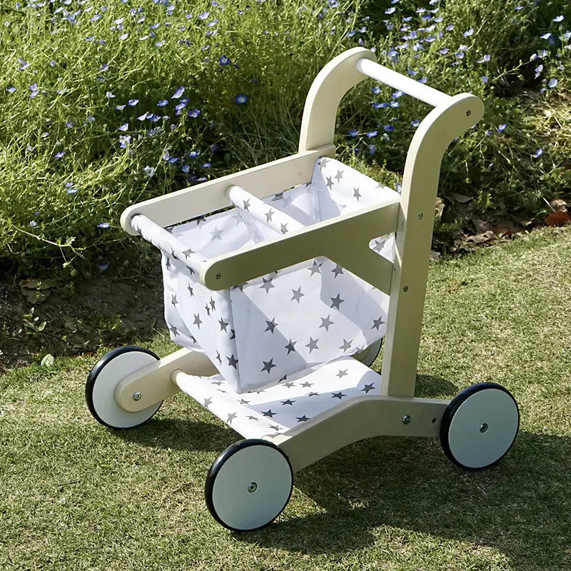 Wooden Bear Shopping Cart with Play Vegetables Toy