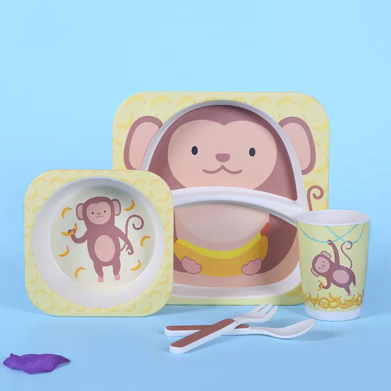 Eco-Friendly Bamboo Fiber Kids Dinnerware Set