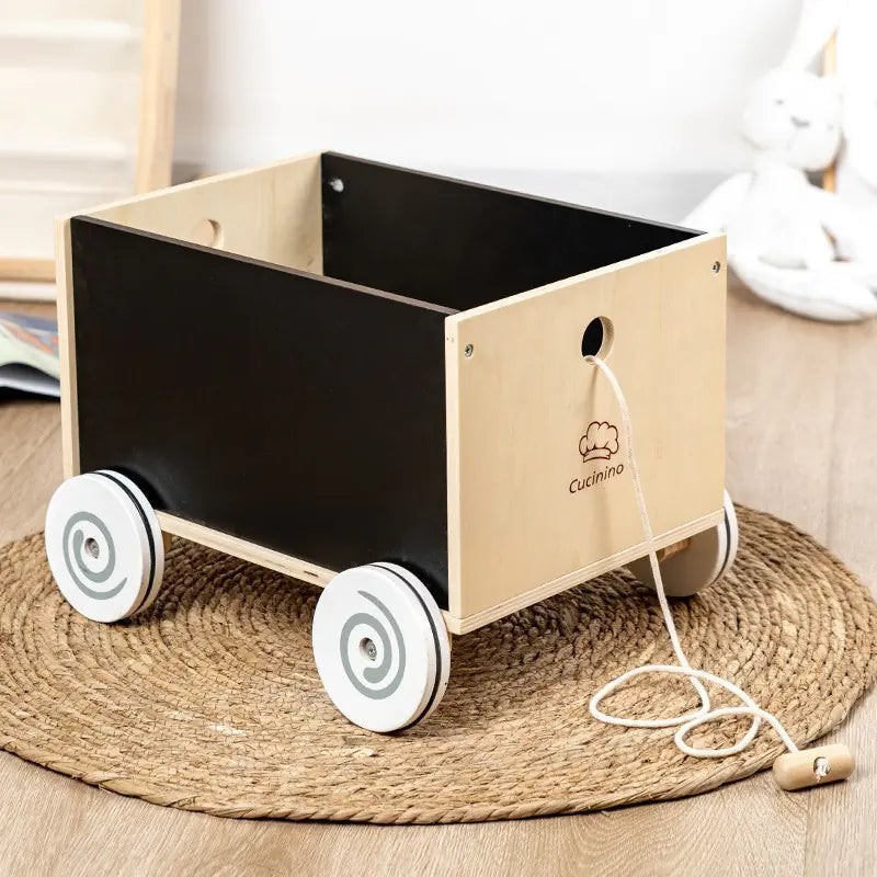 Wooden Bear Shopping Cart with Play Vegetables Toy