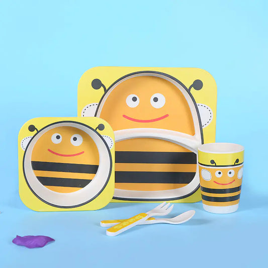 Eco-Friendly Bamboo Fiber Kids Dinnerware Set