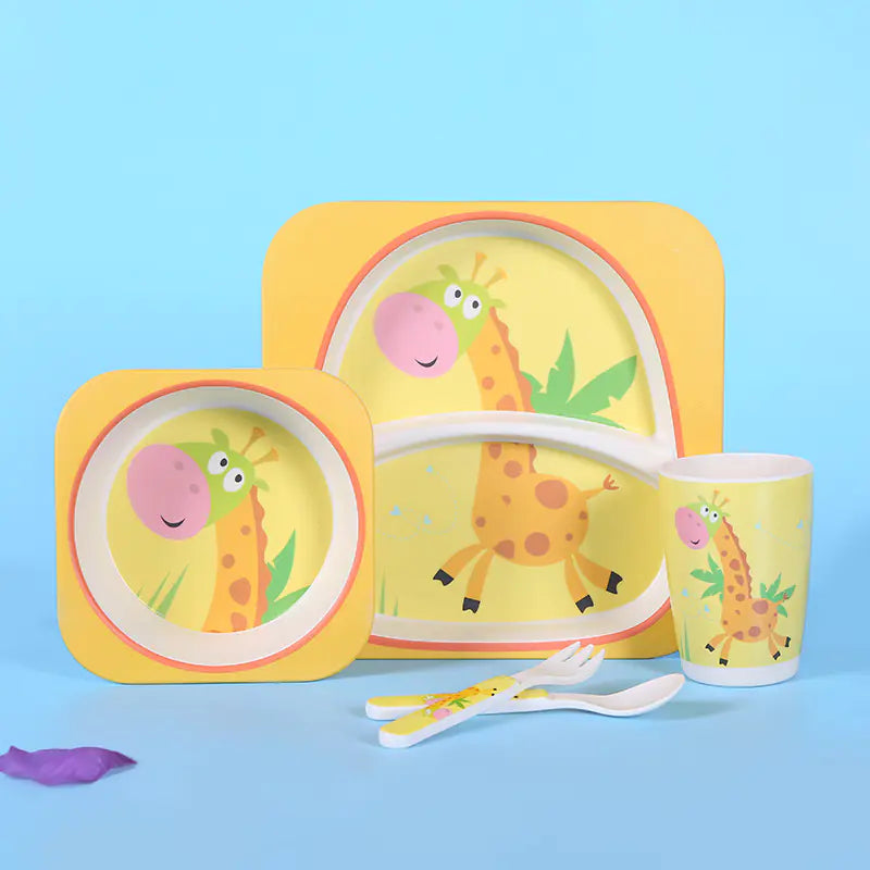 Eco-Friendly Bamboo Fiber Kids Dinnerware Set